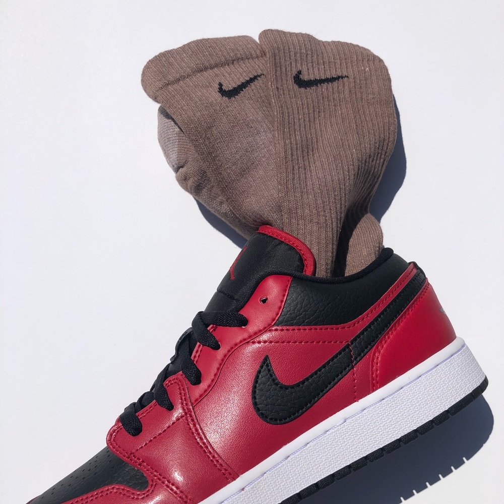 Handmade Custom Natural Bark Brown Tie Dye Nike Crew Colour Socks